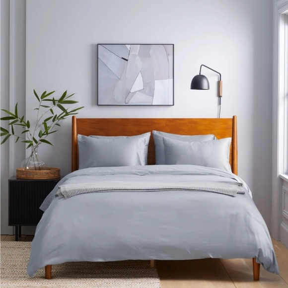 NWOT! Quince 100% Organic Sateen Blue Cotton Duvet Cover ! Sz. Queen (621) - Picture 2 of 9